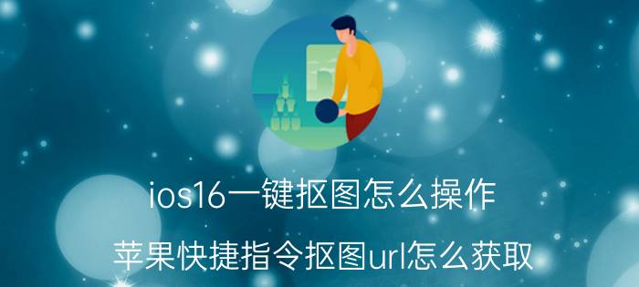 ios16一键抠图怎么操作 苹果快捷指令抠图url怎么获取？